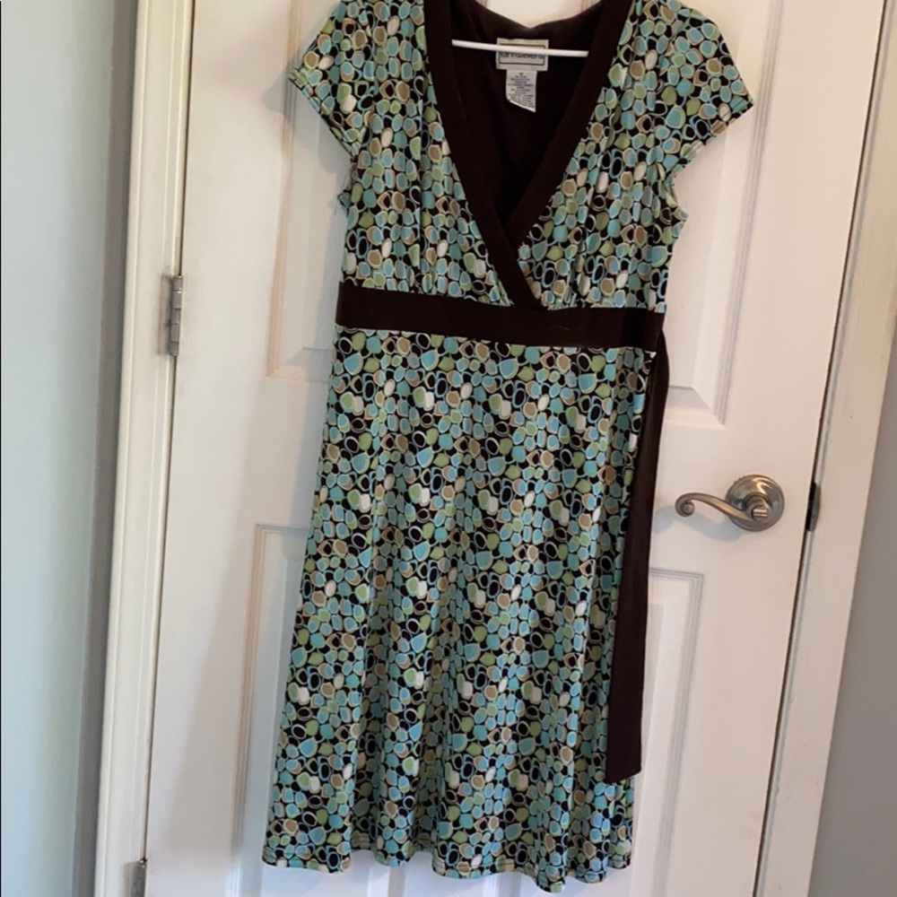 Green and brown dress